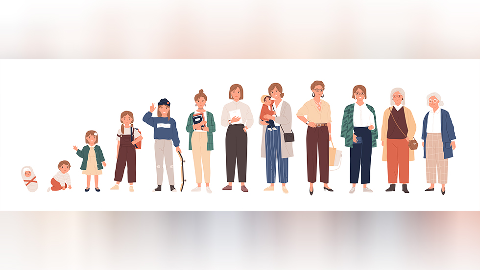 illustration of several people in a line